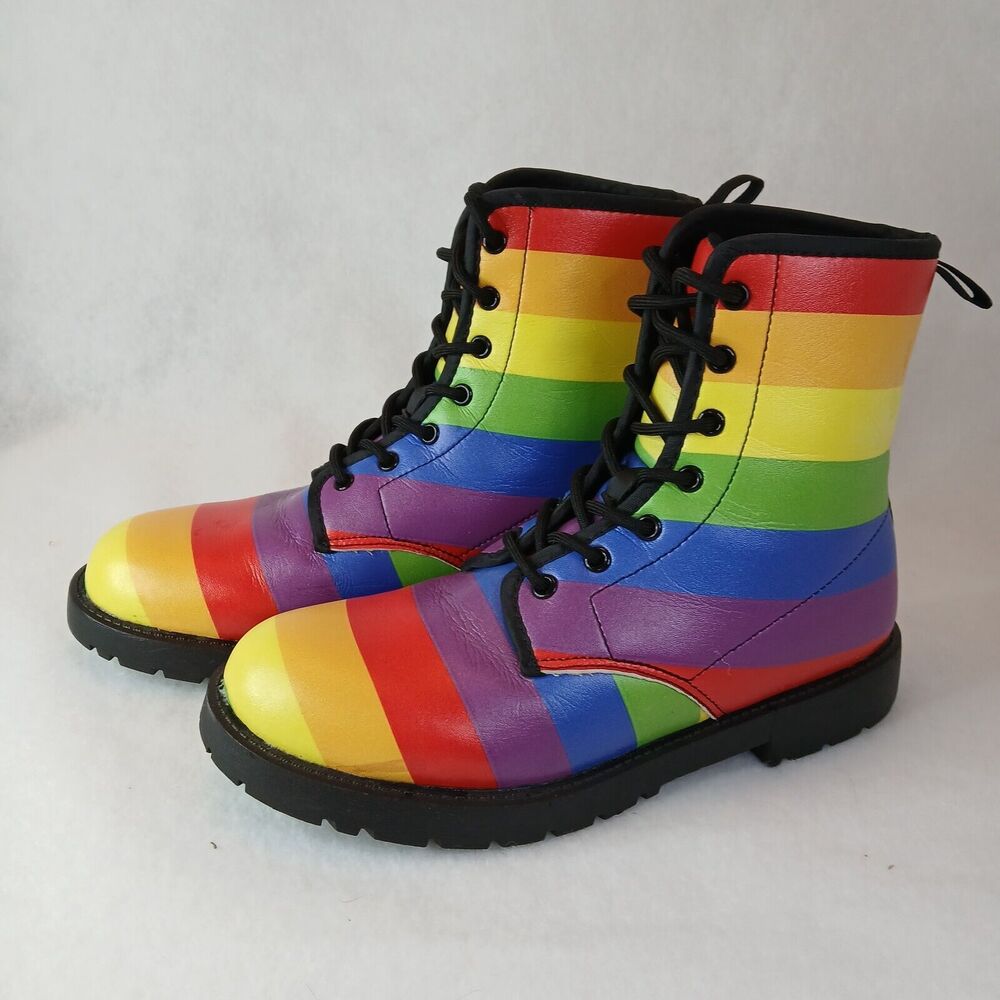 1460 Pride Womens Size 8 Vegan Leather Combat  Boots Rainbow Doc Dophoic